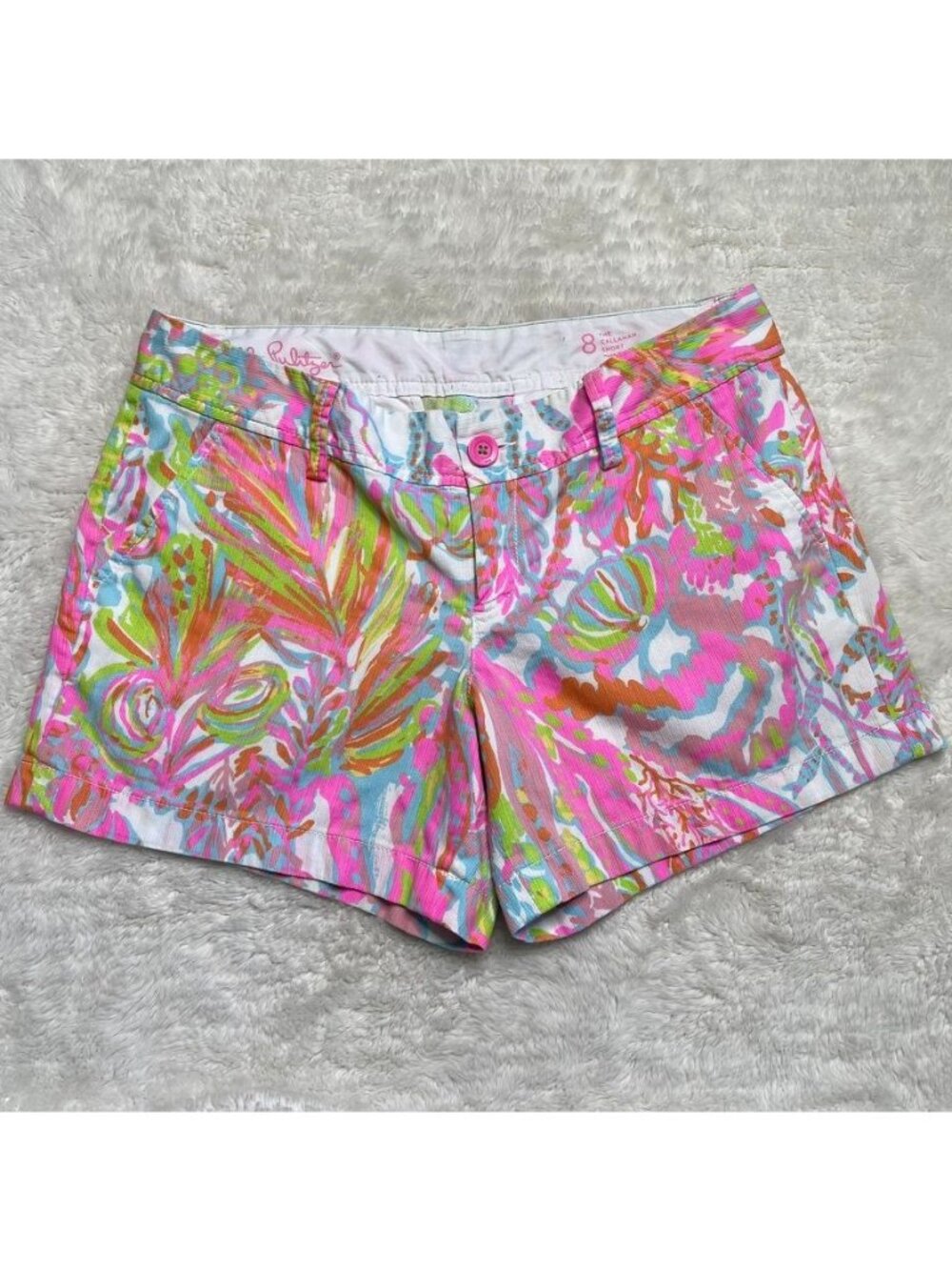 Lilly Pulitzer Callahan Shorts Scuba to Cuba Tropical Floral Chino Size 8